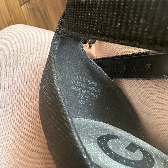 Black Sparkly 4 Inch Guess Heels Wedges - Picture 8 of 9